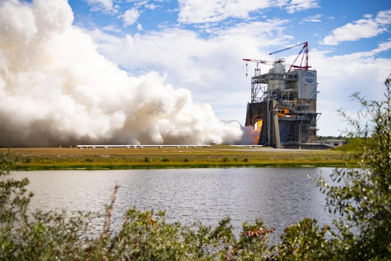 RS-25 engine No. 10001 hot-fire test at NASA Stennis on 21 October 2026.